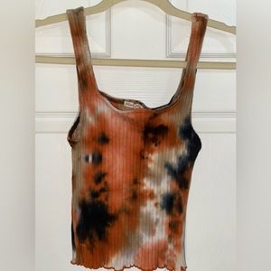 Tie-dyed Ribbed Square Neck Tank